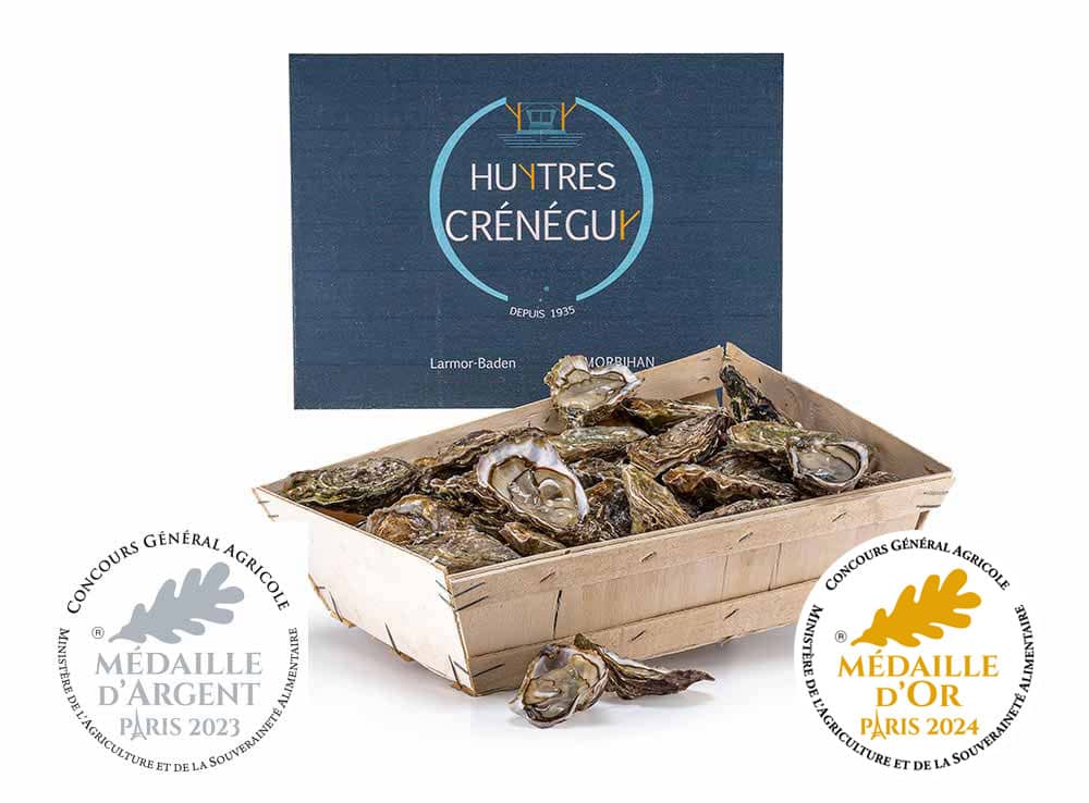 Bourriche huîtres creuses Crénéguy médaille d'or 2024.